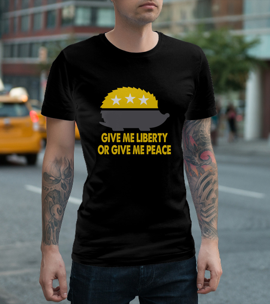 Give Me Liberty Or Give Me Peace Libertarian Porcupine Stars T-Shirt