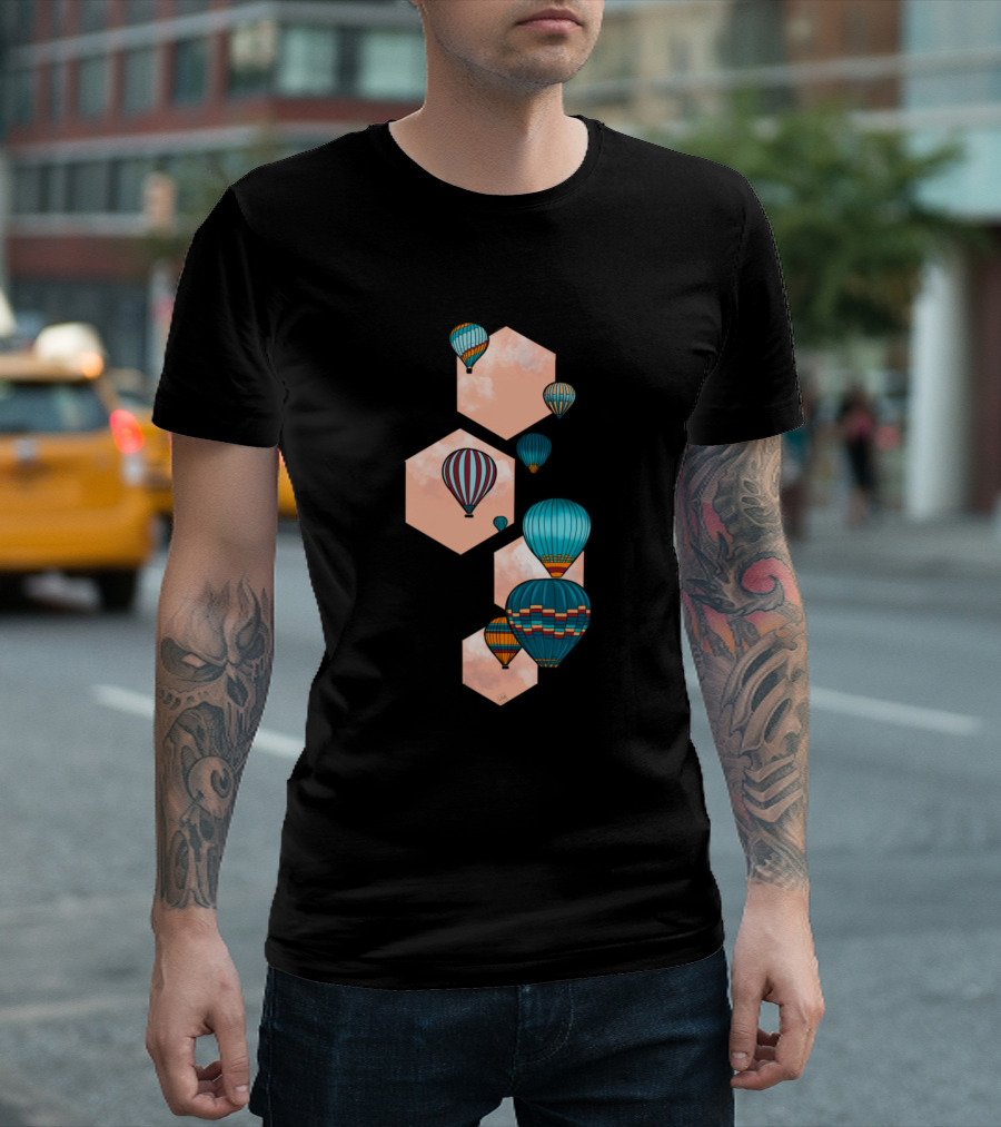 Cloud Hexagon Adventure Hot Air Balloon T-Shirt