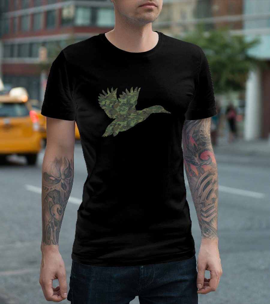 Military Mallard Camo Print US Duck Bird Veteran Iconic Camouflage T-Shirt