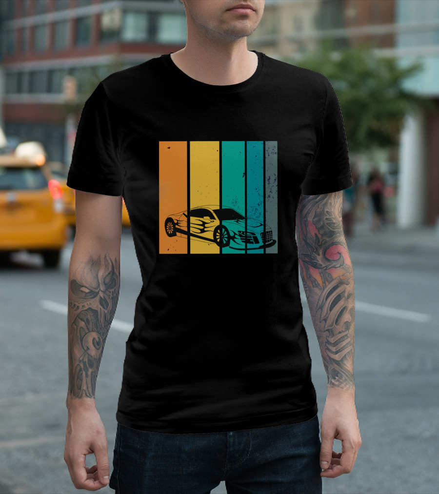 Motorsport R Sportwagenliebhaber Retro Color Stripes T-Shirt