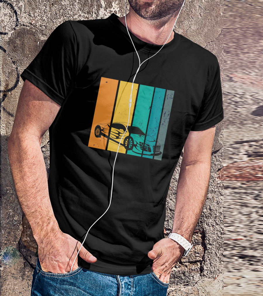 Motorsport R Sportwagenliebhaber Retro Color Stripes T-Shirt