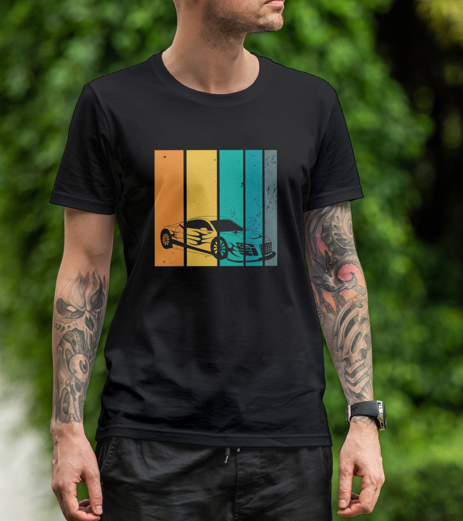 Motorsport R Sportwagenliebhaber Retro Color Stripes T-Shirt
