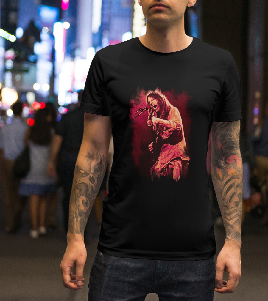 Neil Young Electric Guitar Performance Iconic Music Moment T-Shirt