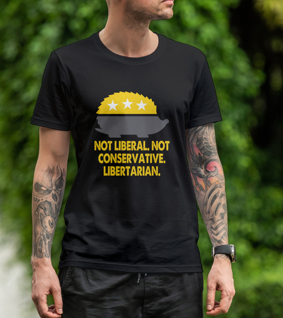 Not Liberal Not Conservative Libertarian Hedgehog Stars T-Shirt