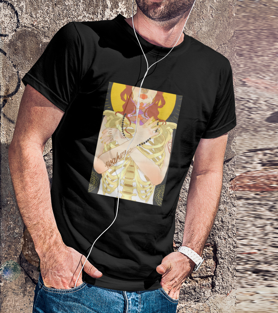 Nowhere Skeleton Woman With Rosary And Yellow Aura T-Shirt
