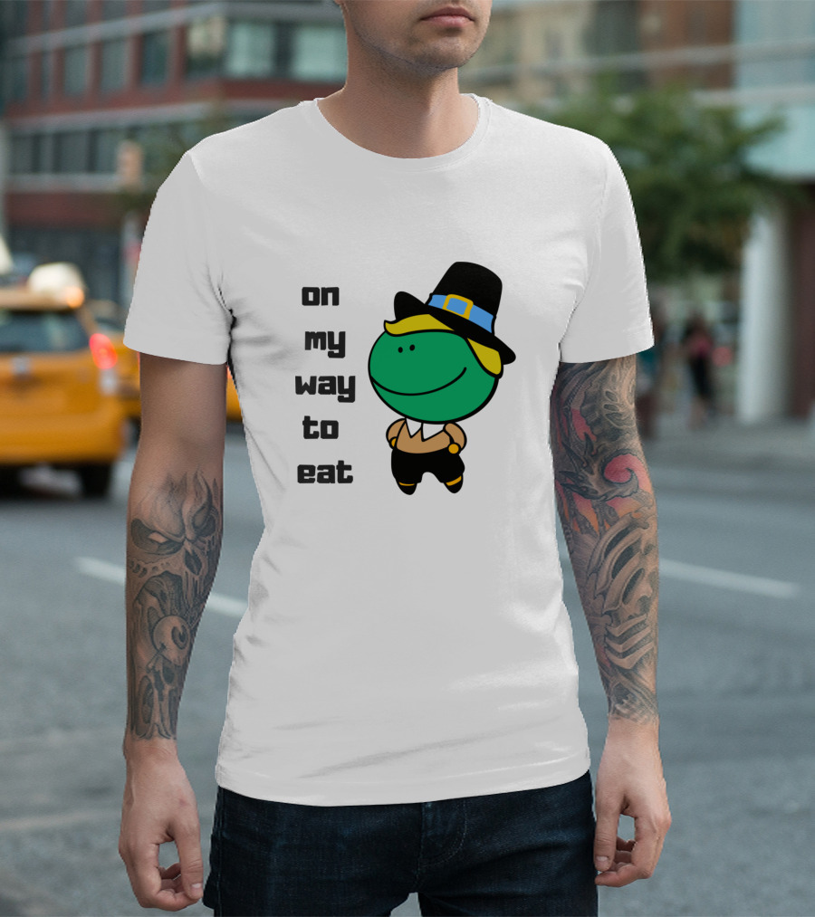 On My Way To Eat Thanksgiving Pilgrim Mashup T-Shirt