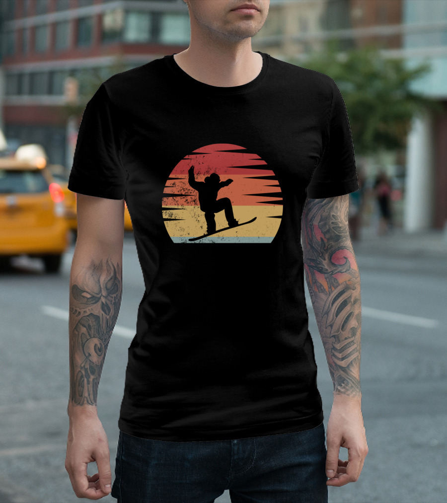 Retro Snowboard Vintage Snowboarding Sunset T-Shirt