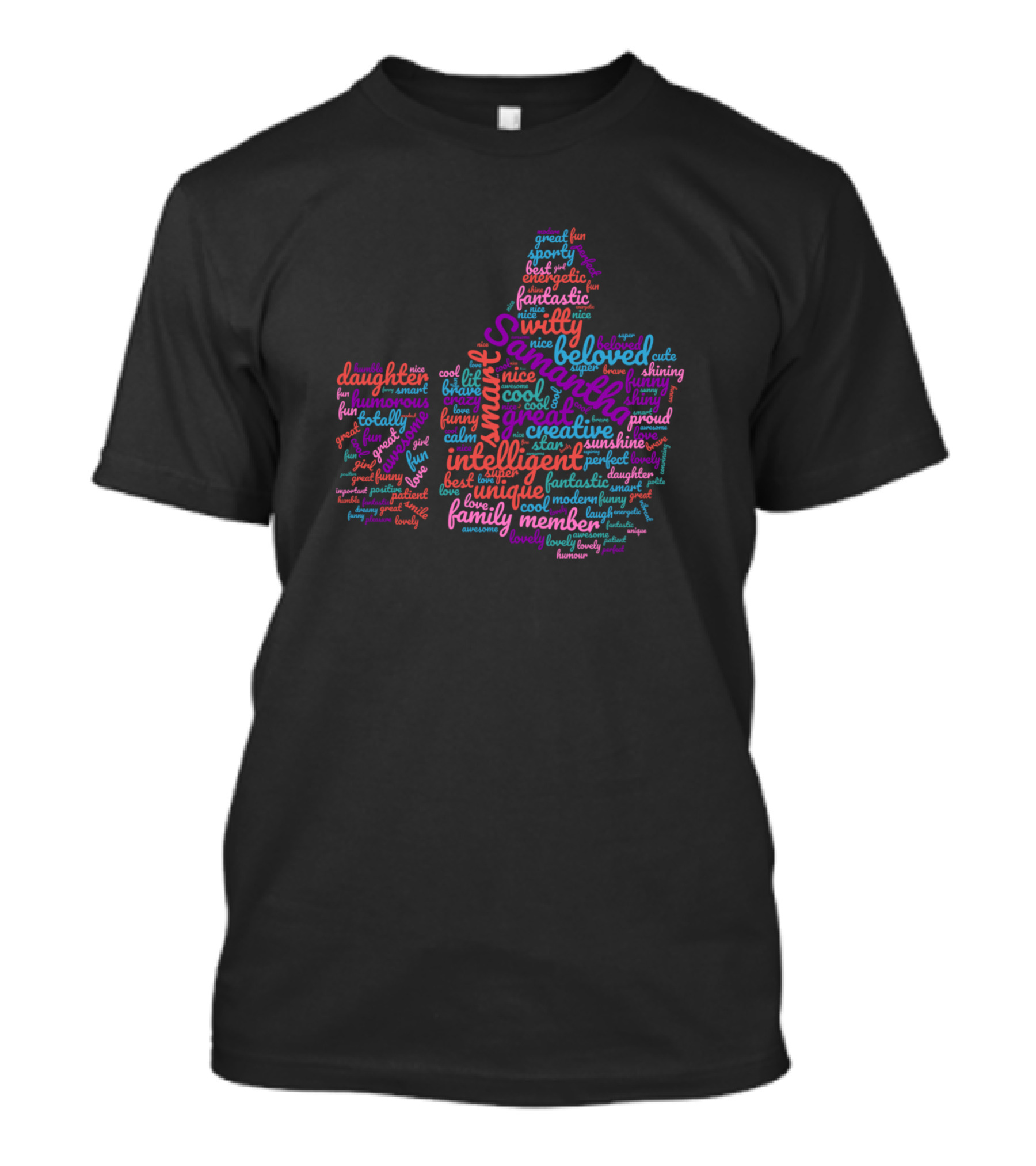 Samantha Wordcloud Thumbs Up Beloved Creative Intelligent Family Member T-Shirt
