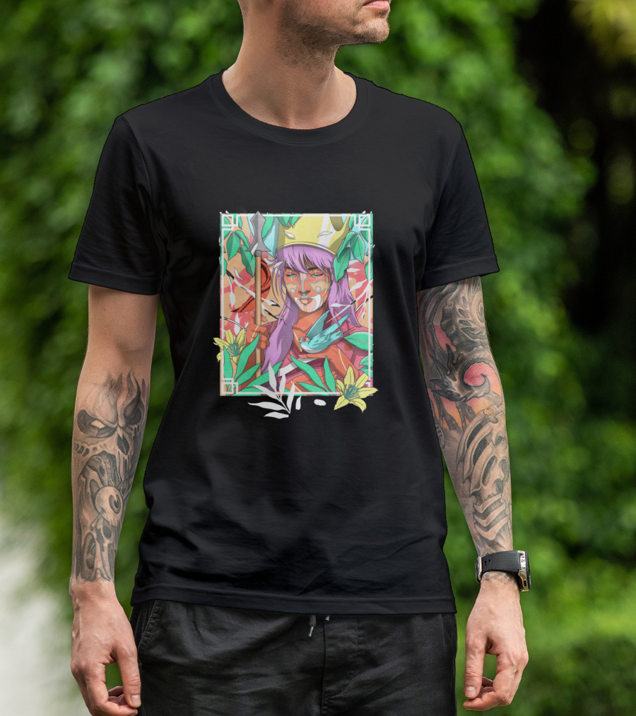 The Mime Warrior With Spear And Nature Elements T-Shirt