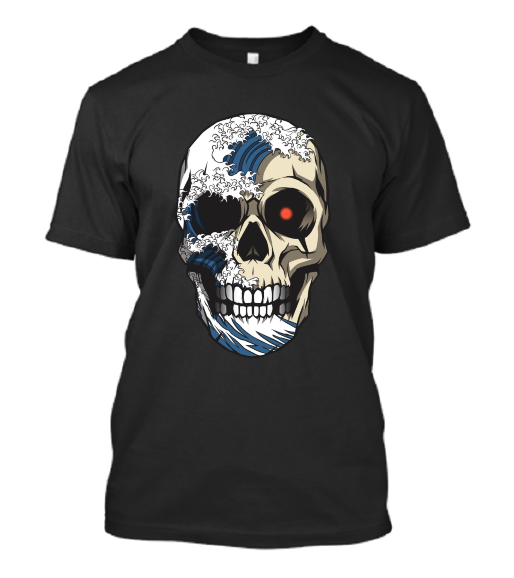 Tsunami Skull Wave Art With Red Eye T-Shirt