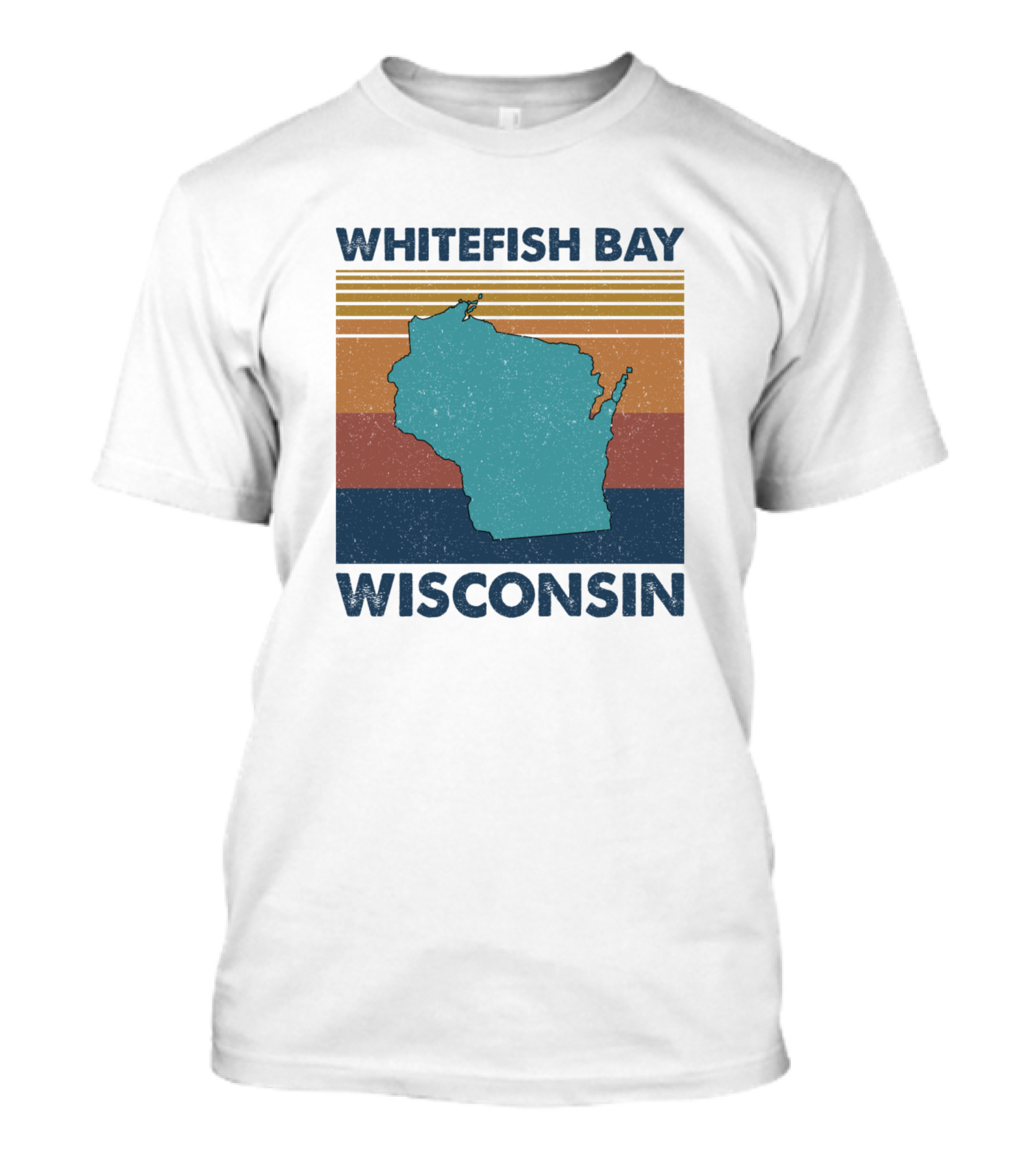 Whitefish Bay Wisconsin Map Vintage Sunset Lines T-Shirt