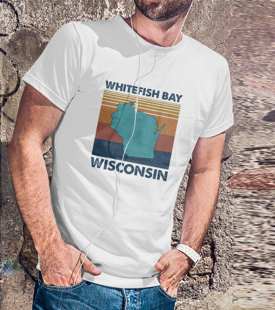 Whitefish Bay Wisconsin Map Vintage Sunset Lines T-Shirt