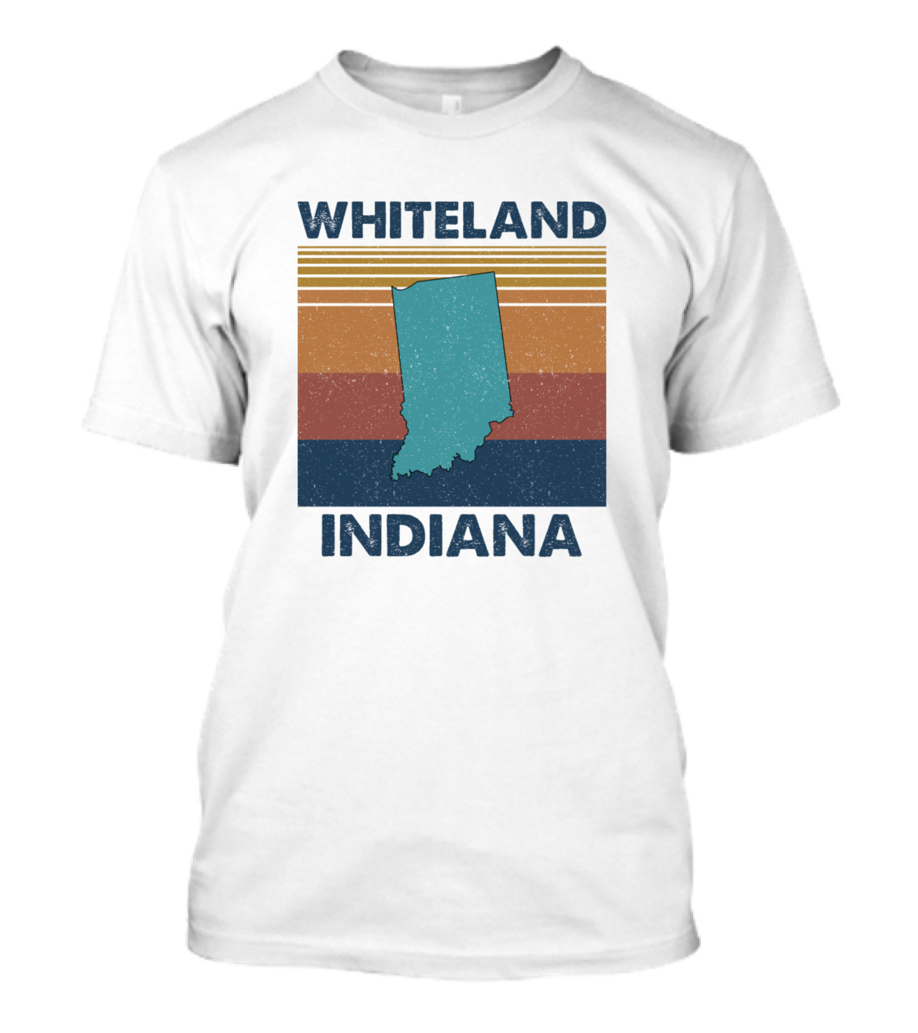 Whiteland Indiana Vintage Style State Silhouette Retro Stripe Background T-Shirt