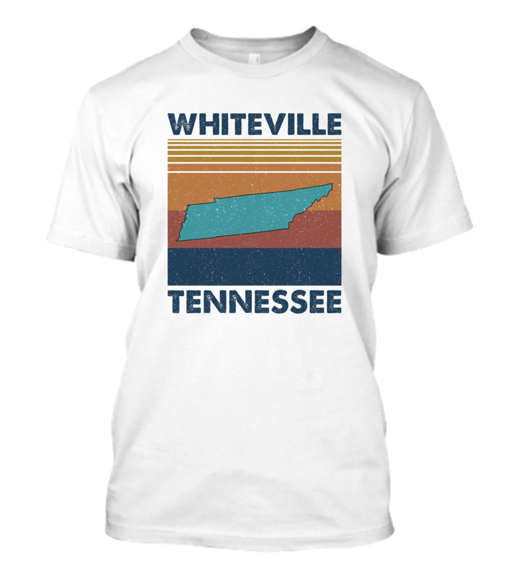 Whiteville Tennessee Retro State Outline Vintage Stripe T-Shirt