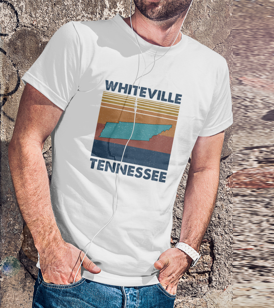 Whiteville Tennessee Retro State Outline Vintage Stripe T-Shirt