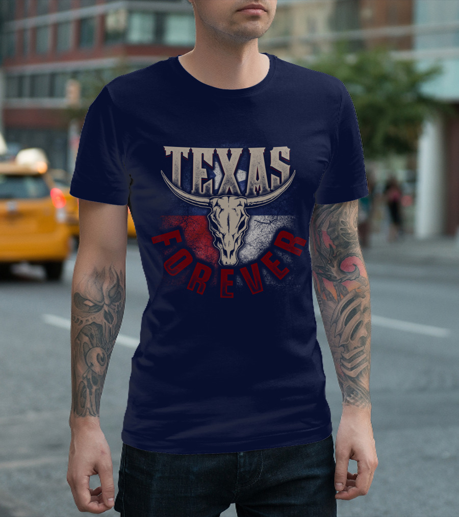 Texas Forever Longhorn Skull State Pride T-Shirt