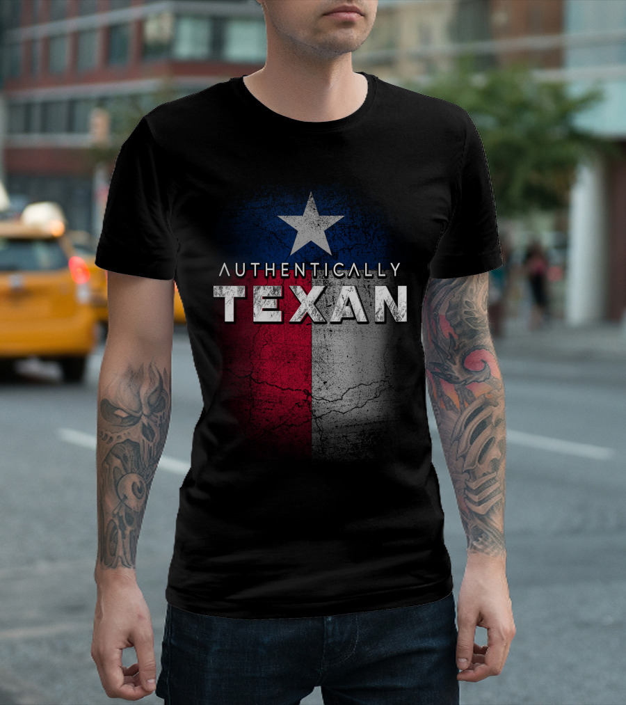 Authentically Texan Lone Star Flag Style T-Shirt
