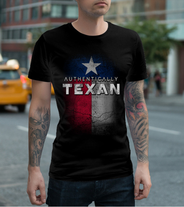 Authentically Texan Lone Star Flag Style T-Shirt