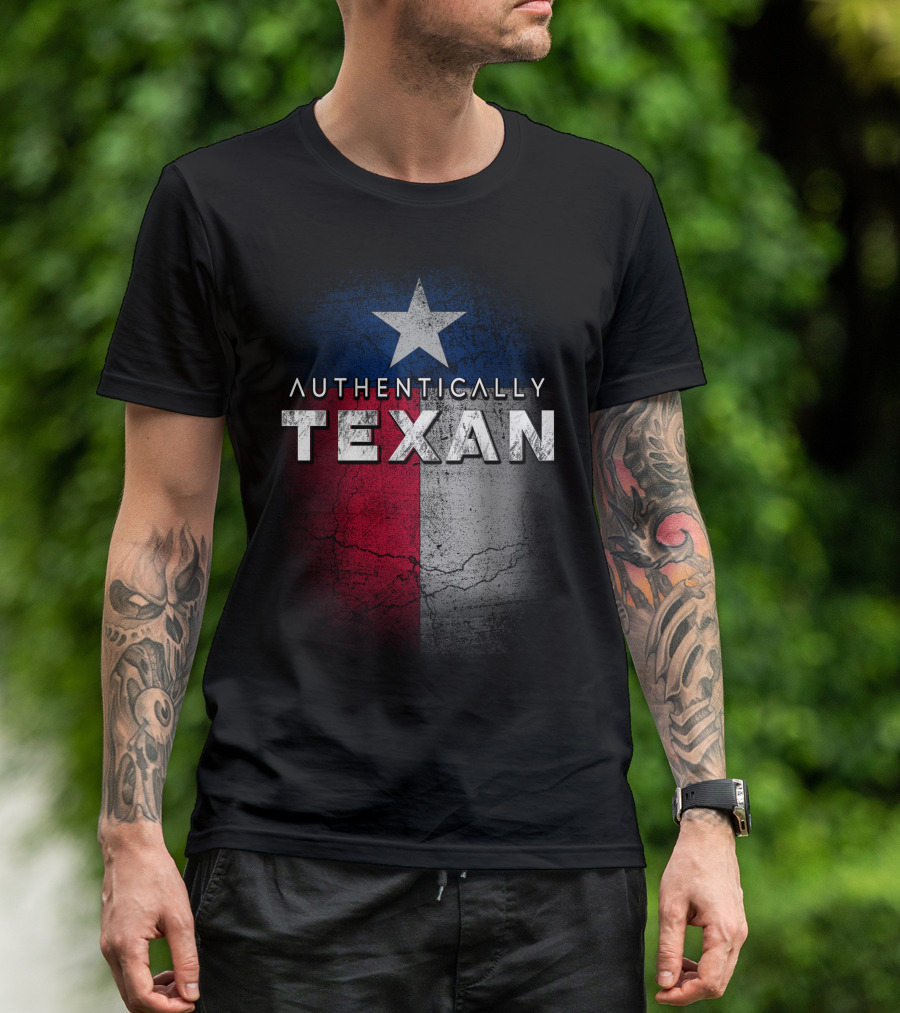 Authentically Texan Lone Star Flag Style T-Shirt
