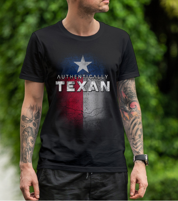 Authentically Texan Lone Star Flag Style T-Shirt