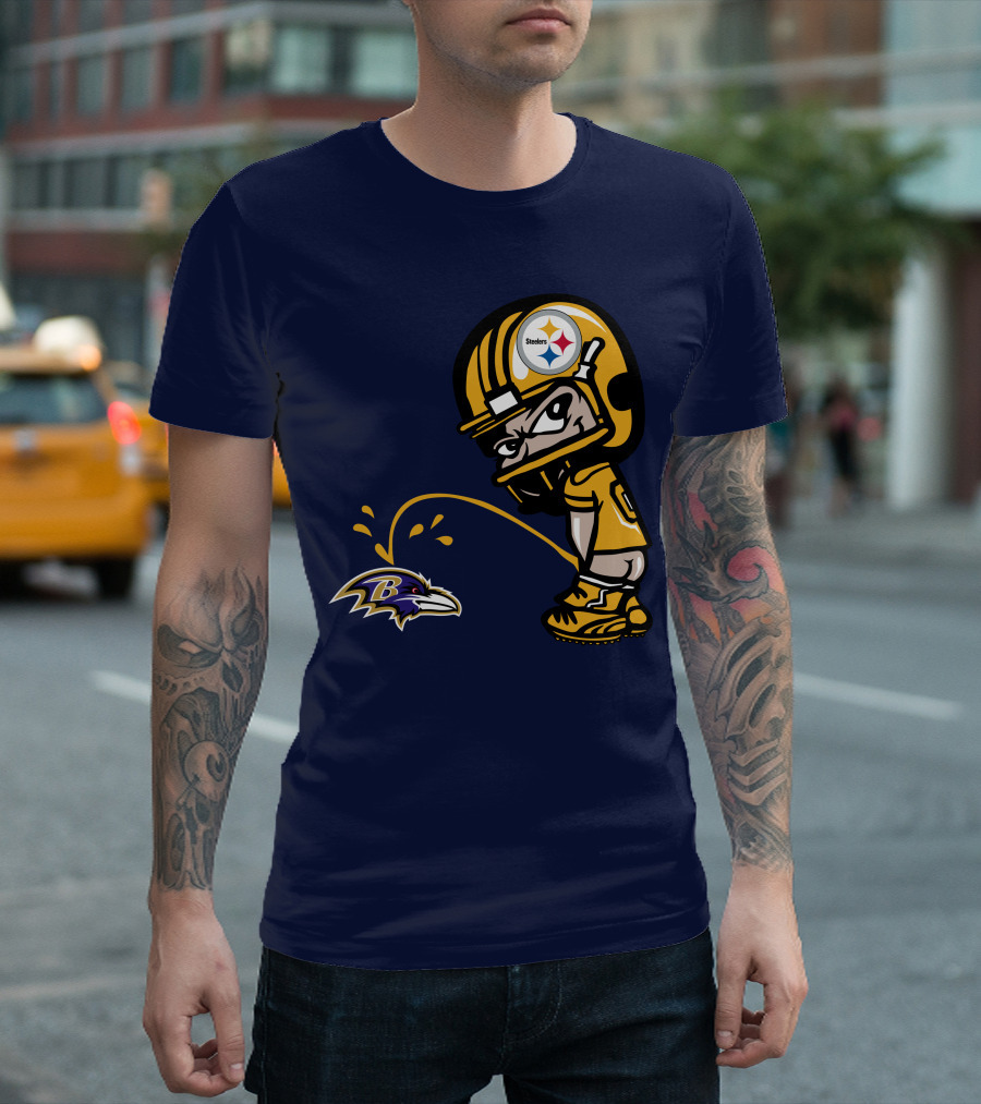 Steelers Vs. Ravens Rivalry Cartoon Helmet T-Shirt