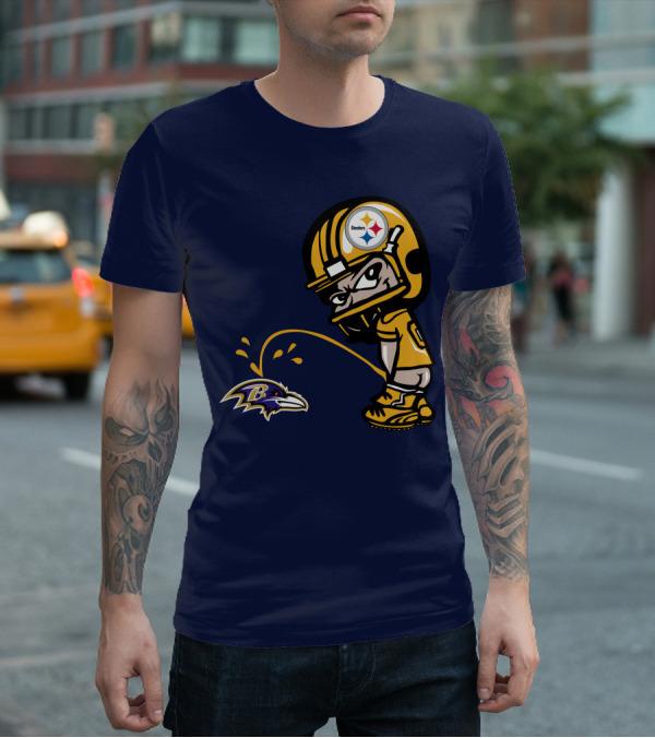 Steelers Vs. Ravens Rivalry Cartoon Helmet T-Shirt