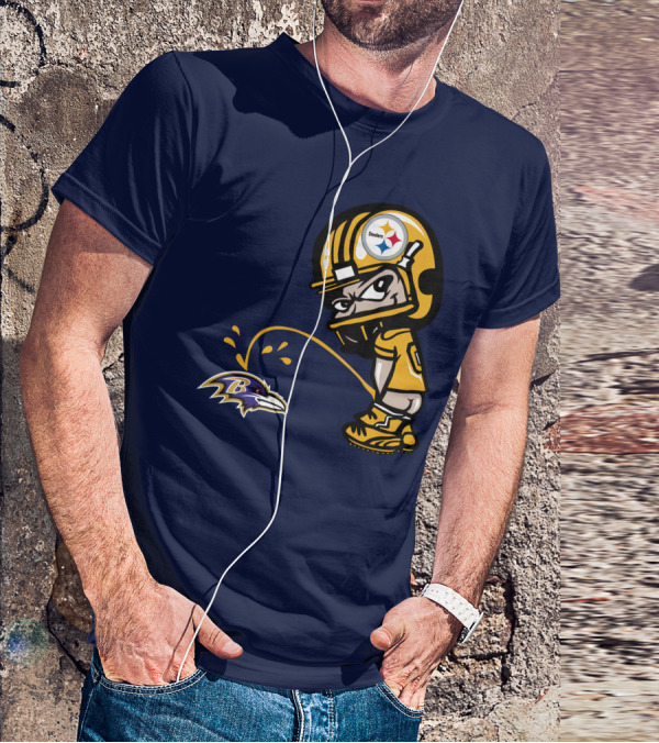 Steelers Vs. Ravens Rivalry Cartoon Helmet T-Shirt