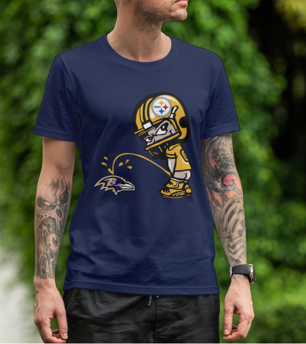 Steelers Vs. Ravens Rivalry Cartoon Helmet T-Shirt