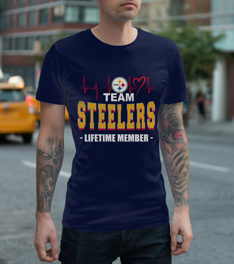 Team Steelers Lifetime Member Pittsburgh Steelers Heartbeat T-Shirt