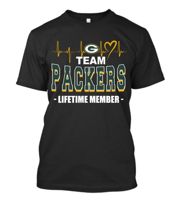 Team Packers Lifetime Member Green Bay Packers Heartbeat T-Shirt