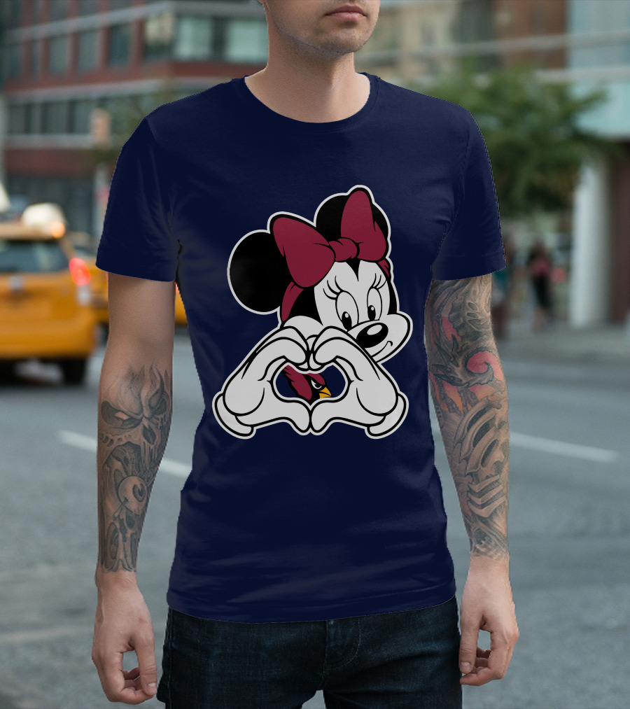 Minnie Mouse Heart Hands Arizona Cardinals T-Shirt