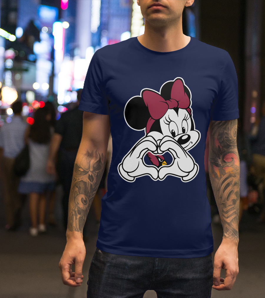 Minnie Mouse Heart Hands Arizona Cardinals T-Shirt