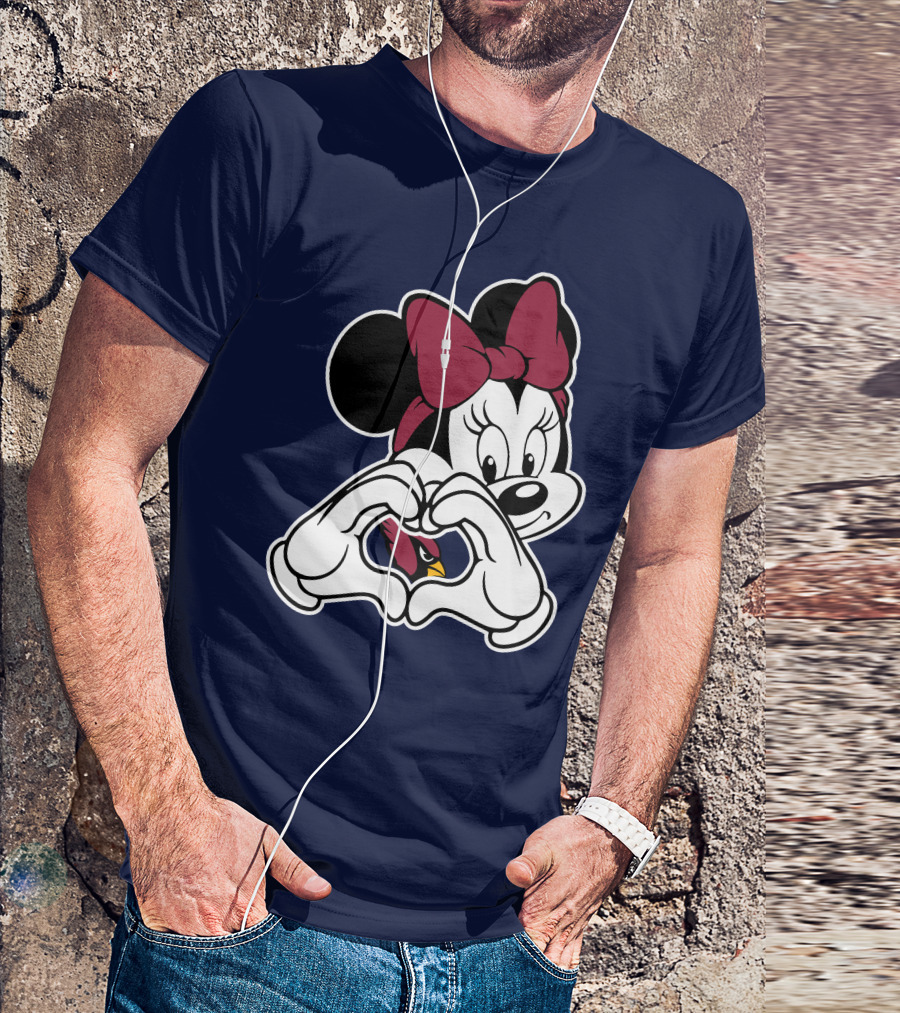 Minnie Mouse Heart Hands Arizona Cardinals T-Shirt