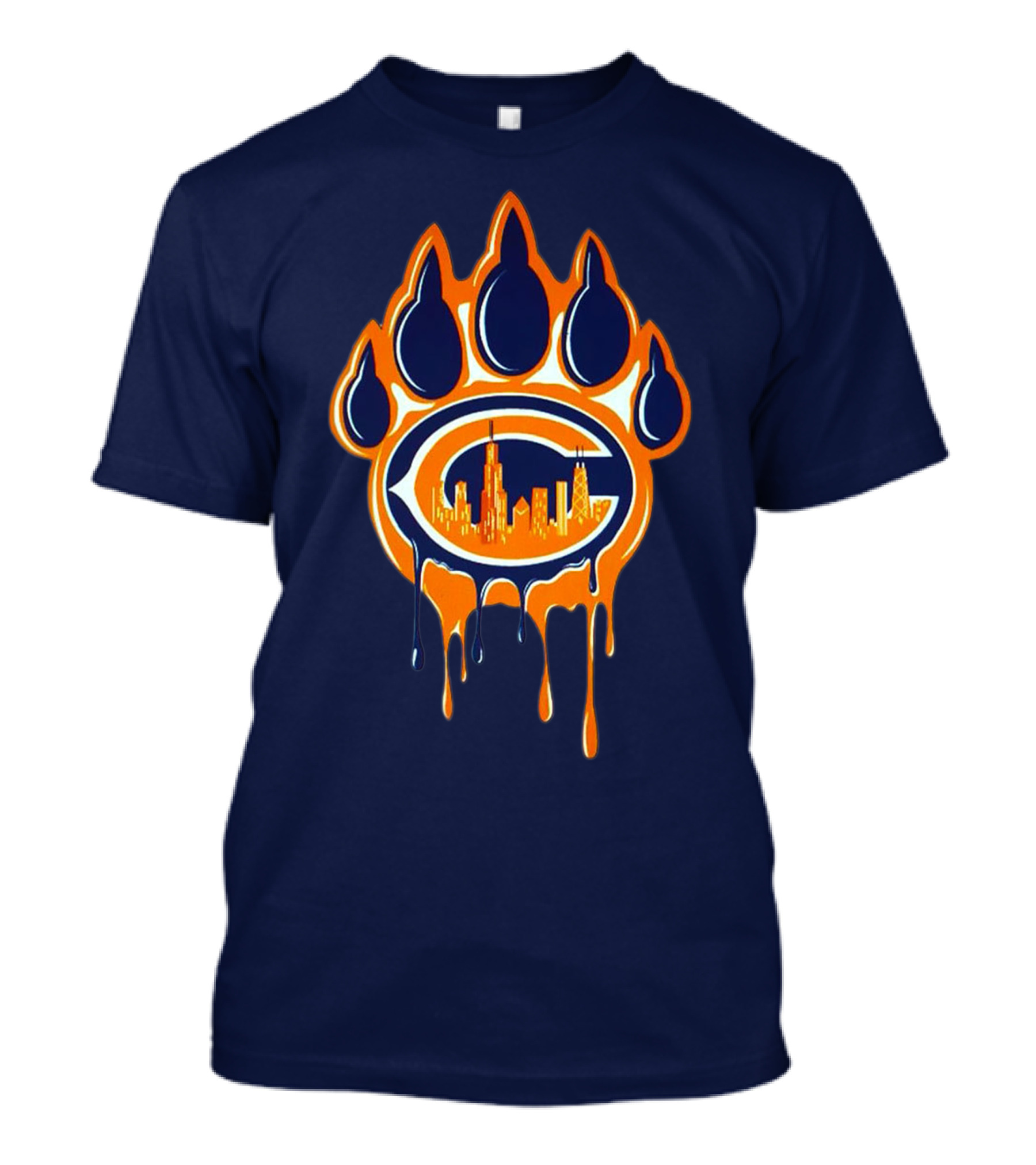 Chicago Bears Dripping Skyline Paw T-Shirt