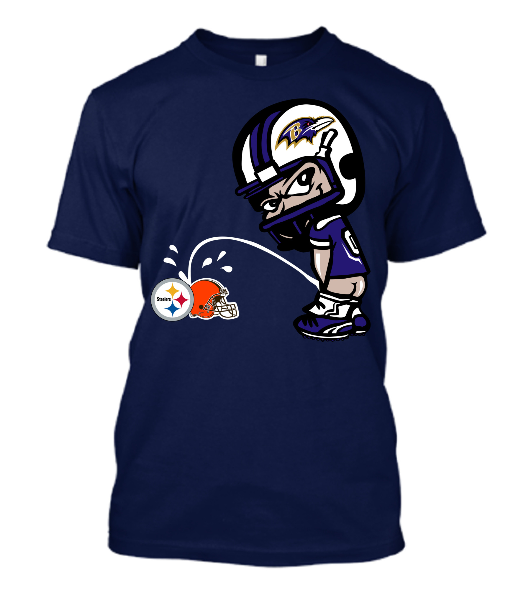 Baltimore Ravens Rivalry Mock Pittsburgh Steelers Cleveland Browns Helmets T-Shirt