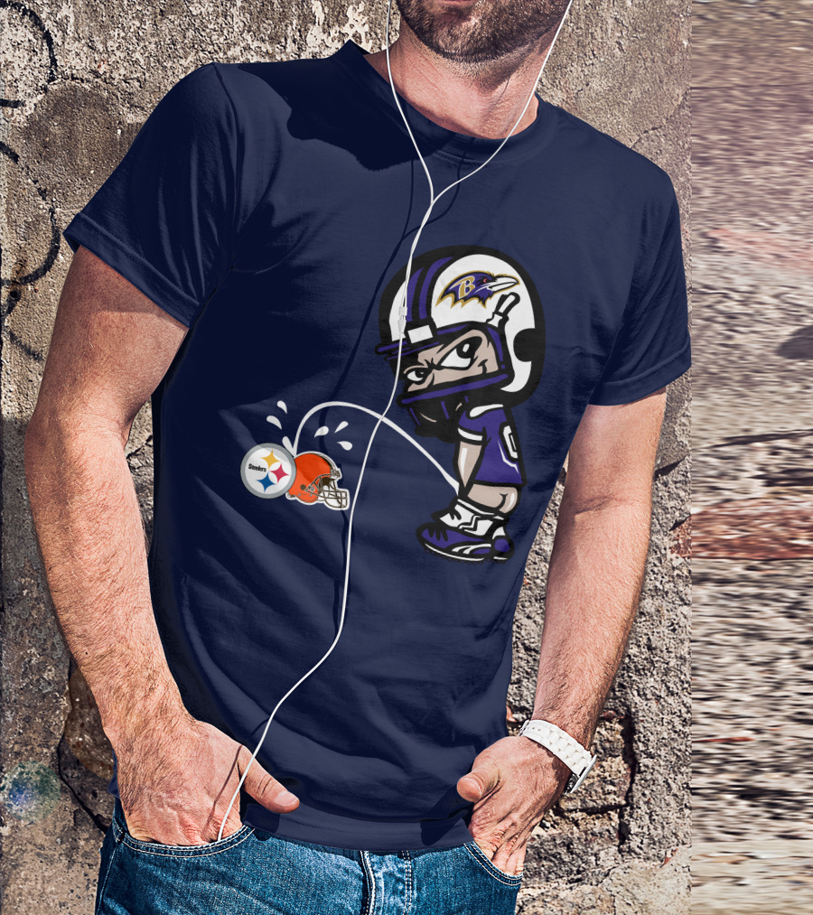 Baltimore Ravens Rivalry Mock Pittsburgh Steelers Cleveland Browns Helmets T-Shirt