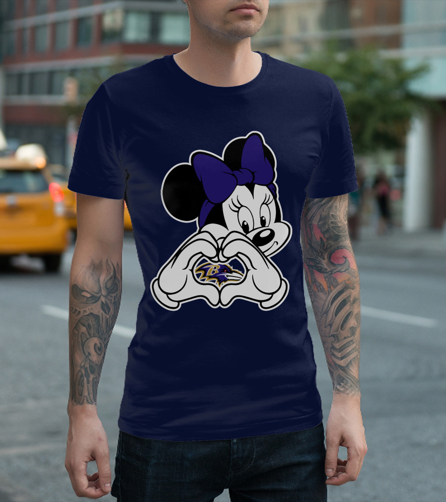 Baltimore Ravens Minnie Mouse Heart Hands T-Shirt