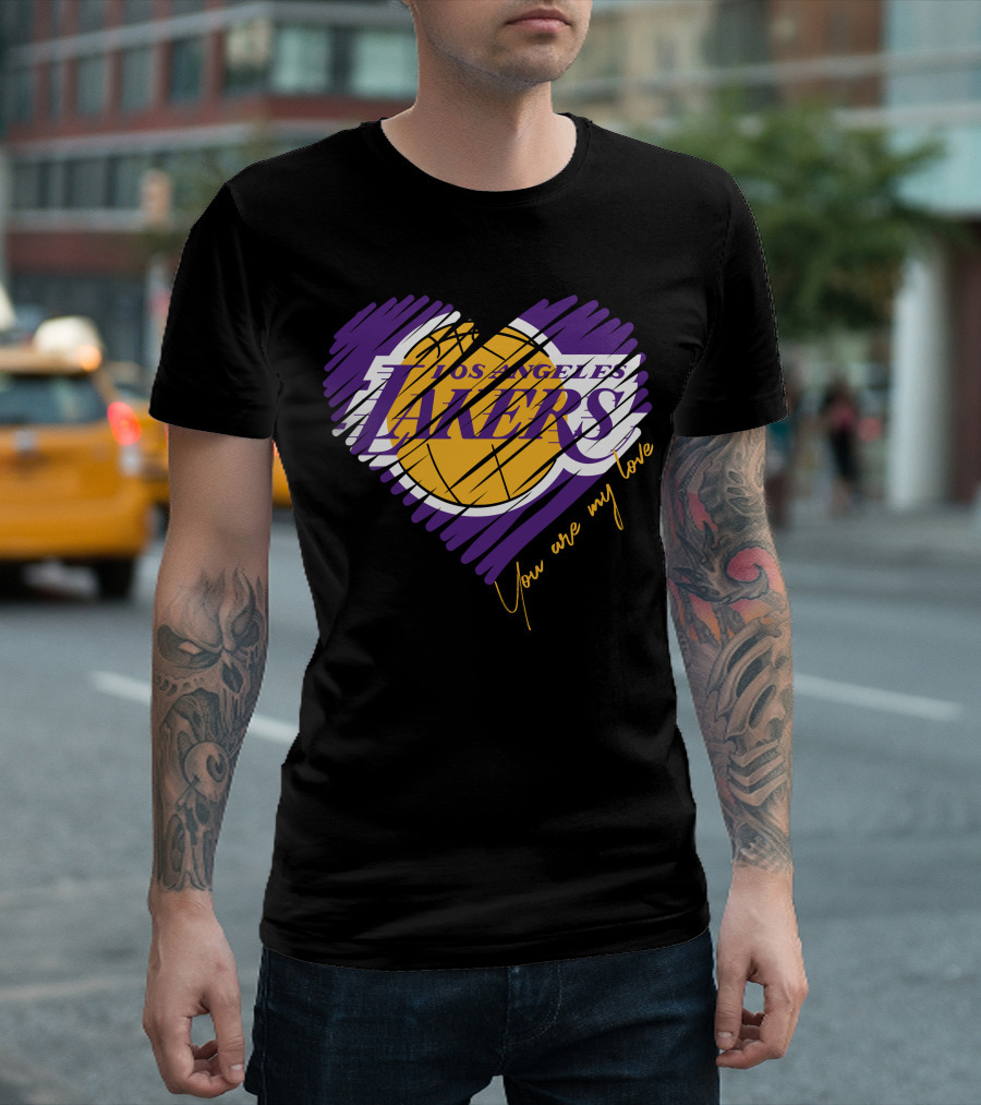 Los Angeles Lakers You Are My Love Heart Basketball T-Shirt