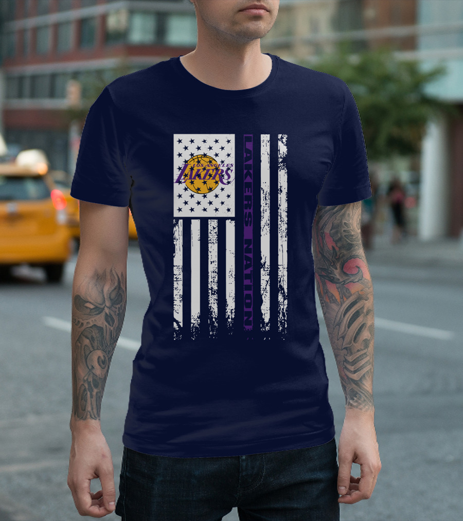 Los Angeles Lakers Nation Flag Stars Stripes T-Shirt