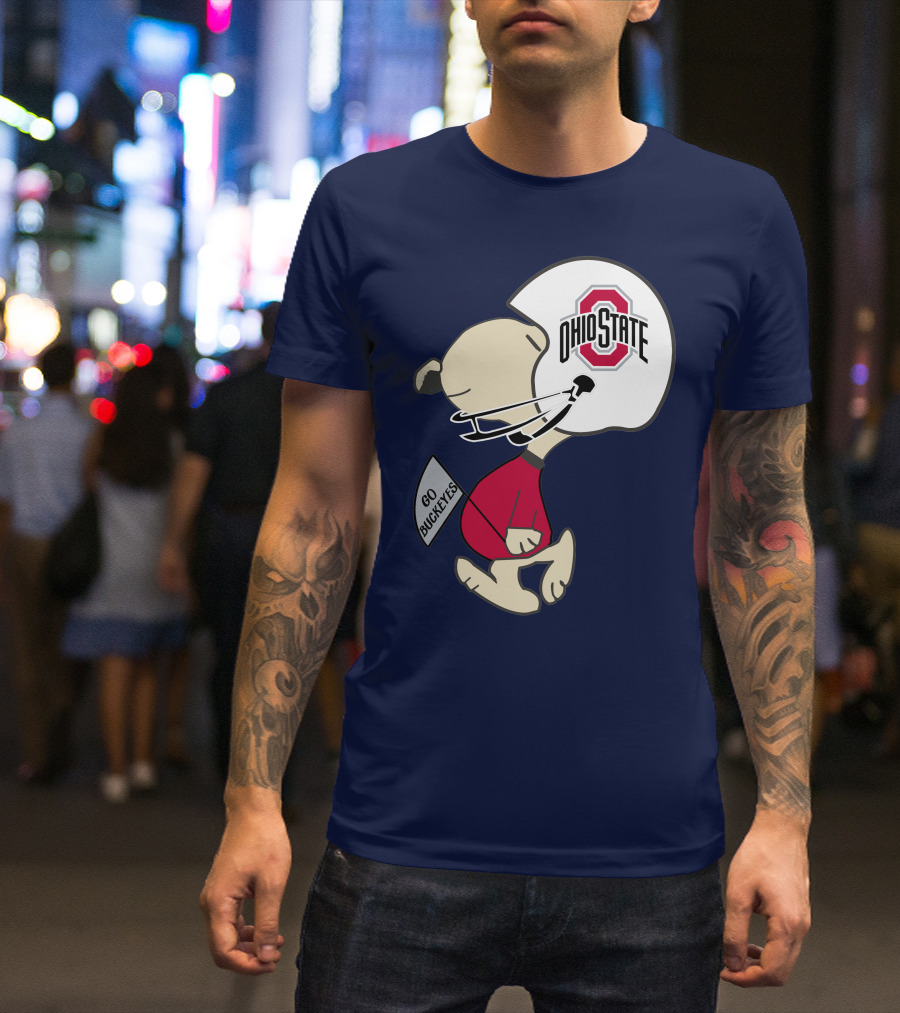 Go Buckeyes Ohio State Buckeyes Peanuts Character Football Helmet T-Shirt