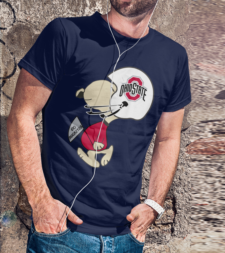 Go Buckeyes Ohio State Buckeyes Peanuts Character Football Helmet T-Shirt