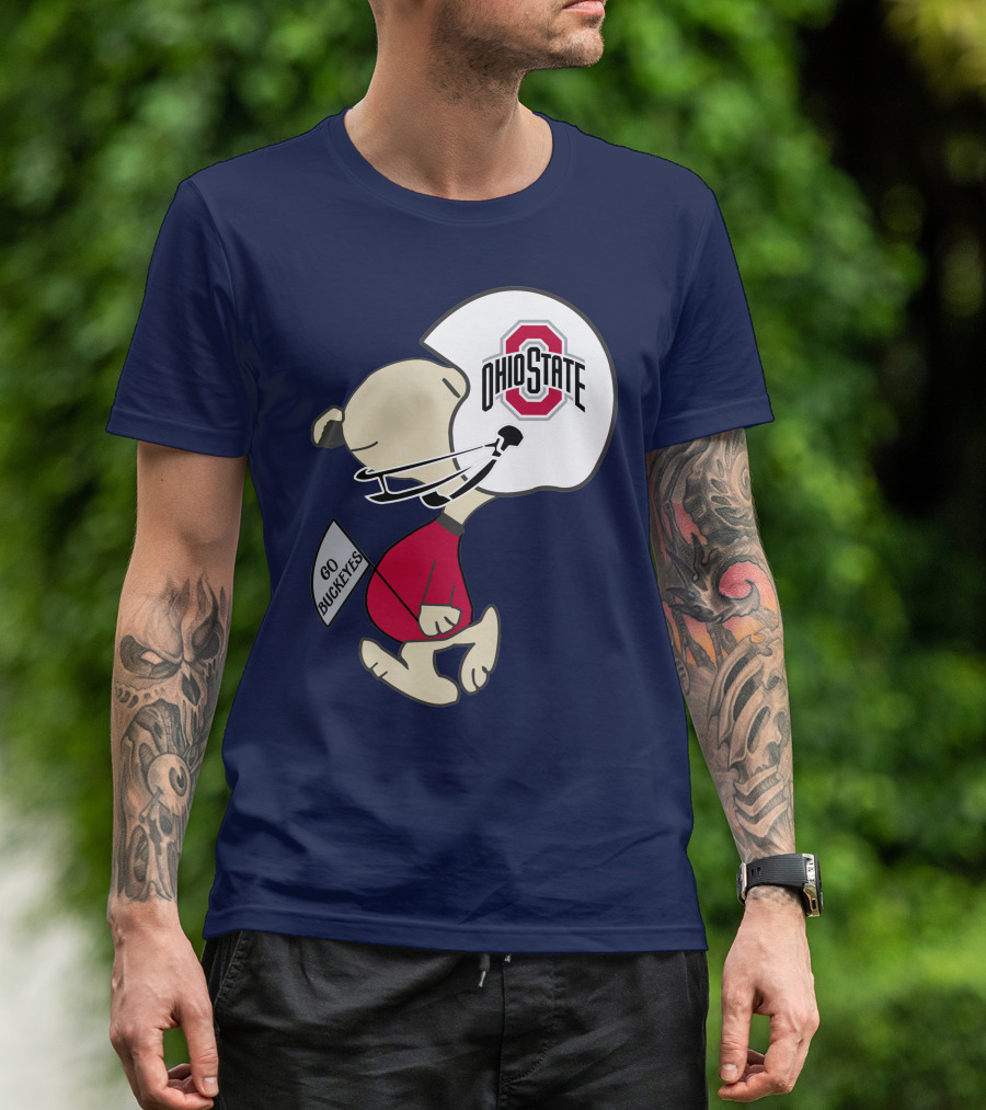 Go Buckeyes Ohio State Buckeyes Peanuts Character Football Helmet T-Shirt