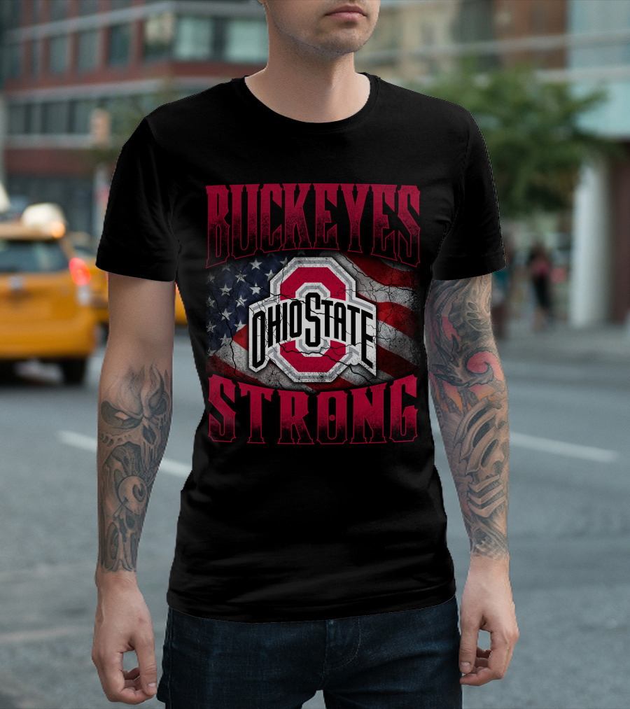 Buckeyes Strong Ohio State American Flag T-Shirt
