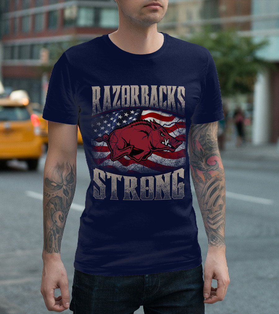 Razorbacks Strong American Flag T-Shirt