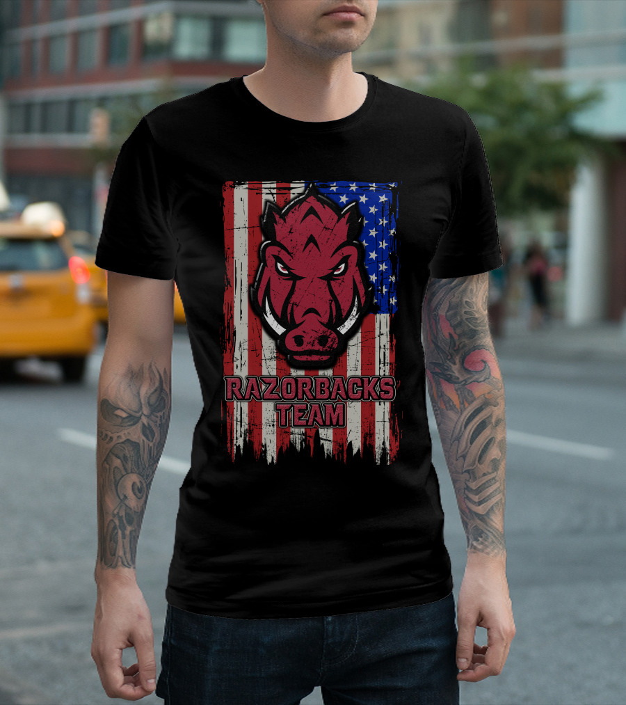 Razorbacks Team Arkansas Flag T-Shirt