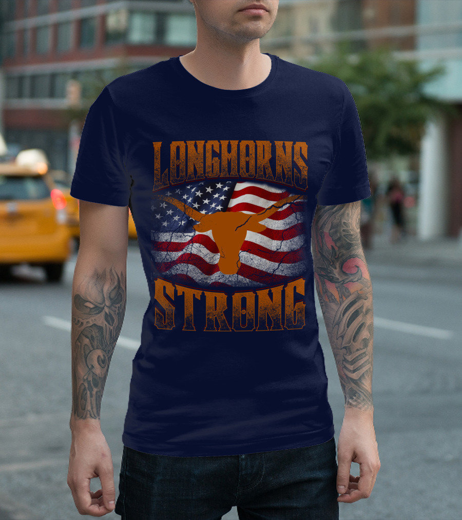 Longhorns Strong American Flag T-Shirt