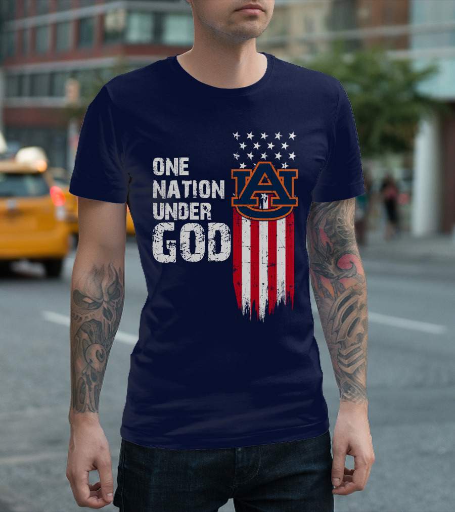 One Nation Under God Auburn Tigers Logo Stars And Stripes T-Shirt