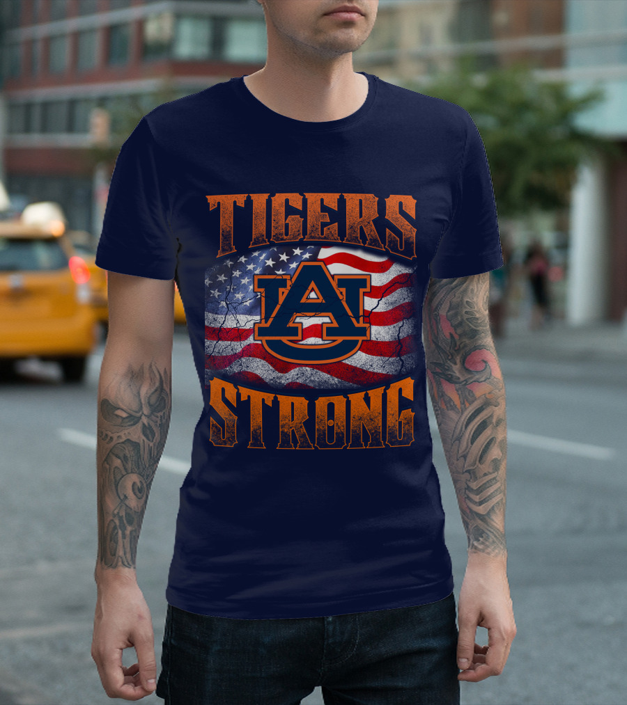 Auburn Tigers Strong American Flag T-Shirt