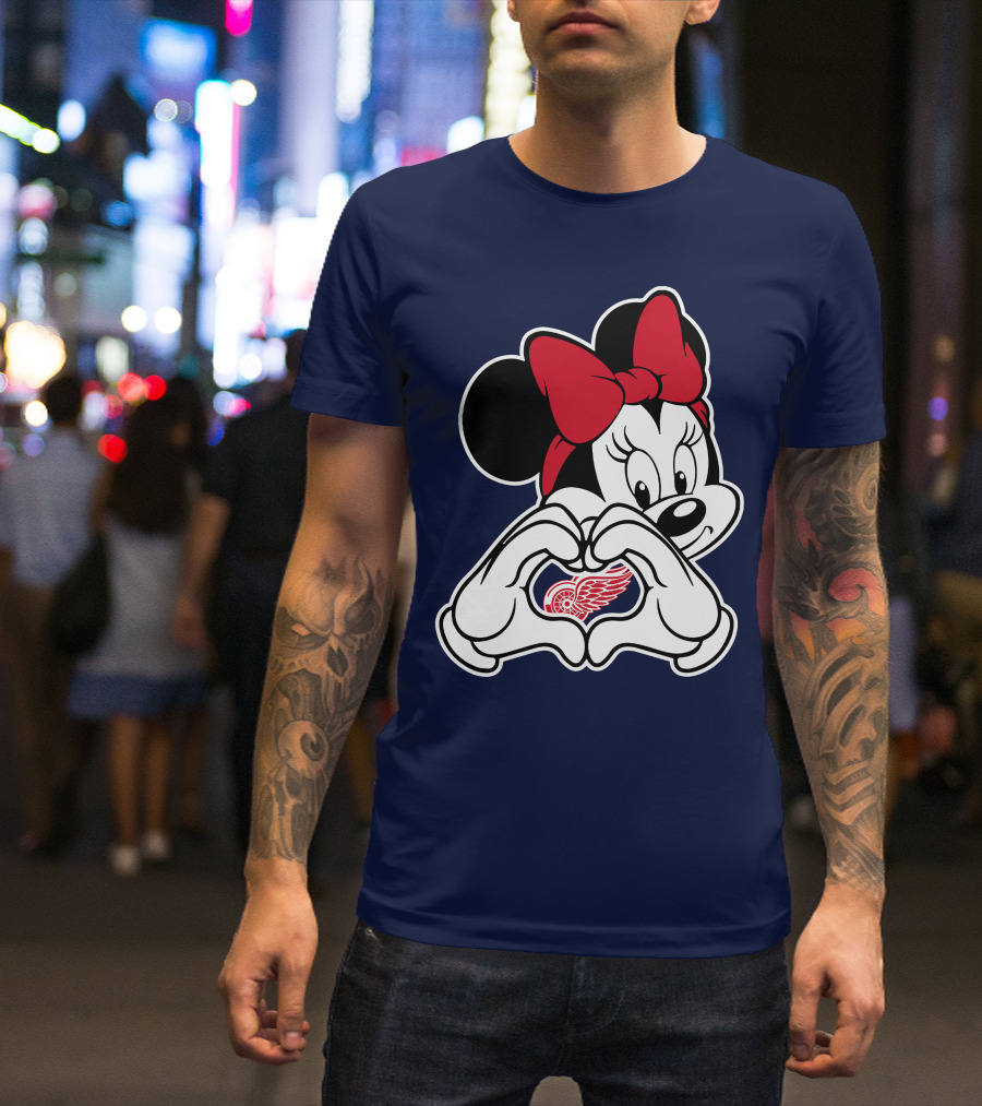 Minnie Mouse Heart Detroit Red Wings T-Shirt