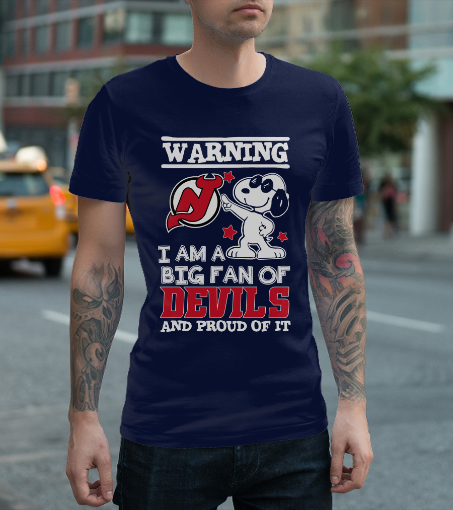 Warning New Jersey Devils Big Fan And Proud Of It T-Shirt